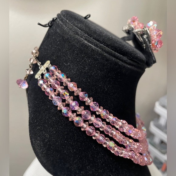 Genuine Australian crystal 3 tier vintage necklace 12” long from clasp to clasp - Picture 3 of 9